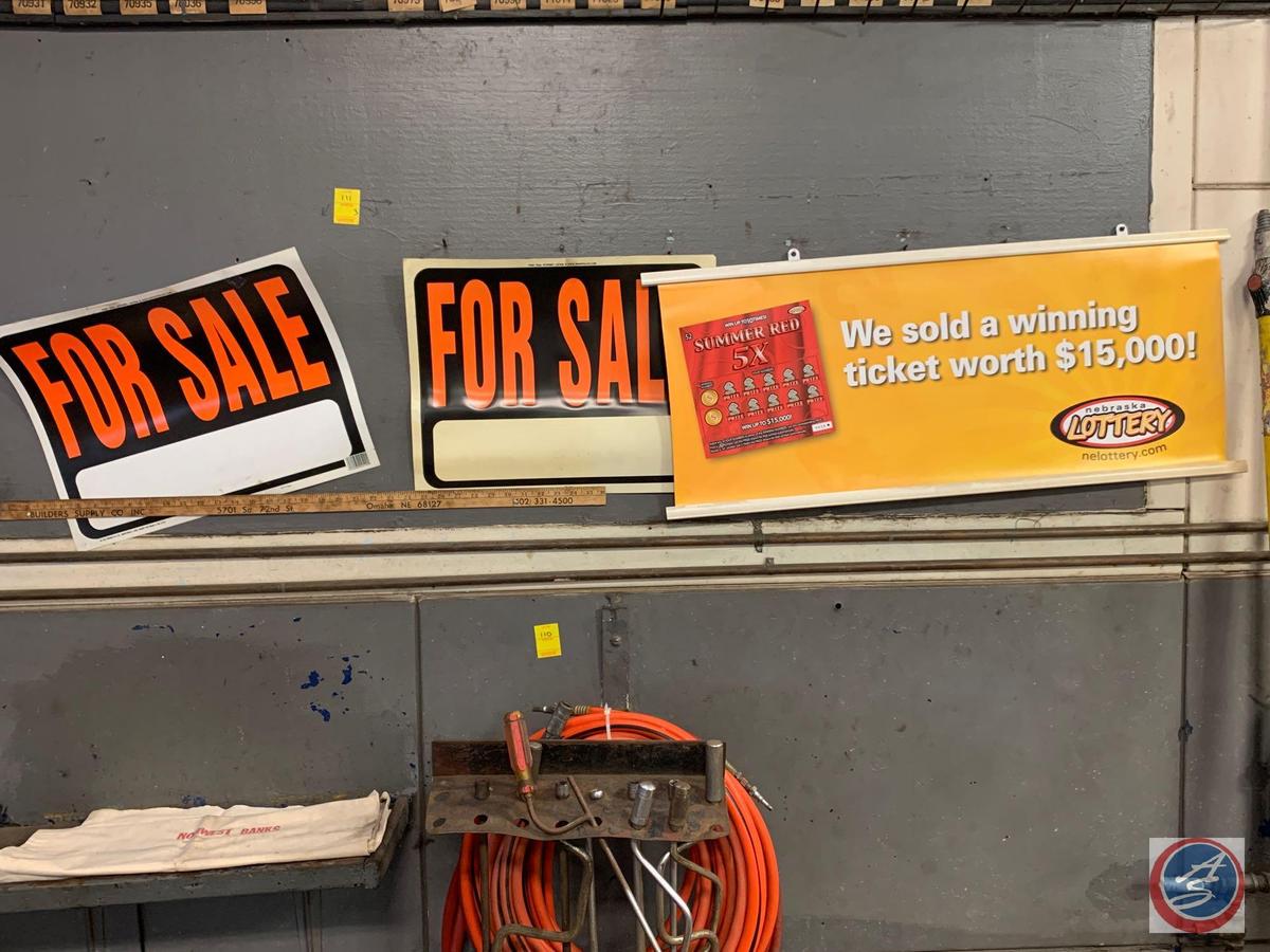 3 Signs, Nebraska Lottery, For Sale