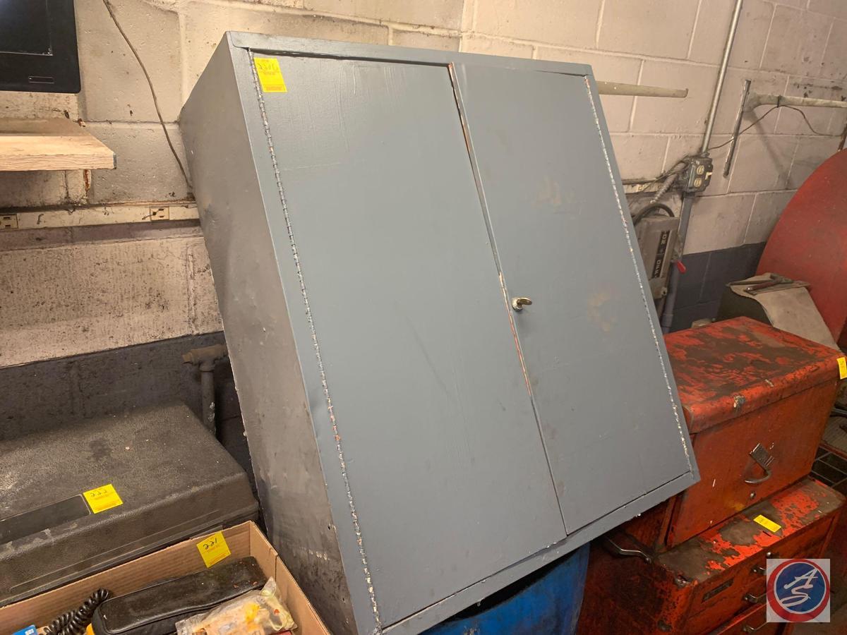 Small Grey Painted Cabinet With Key