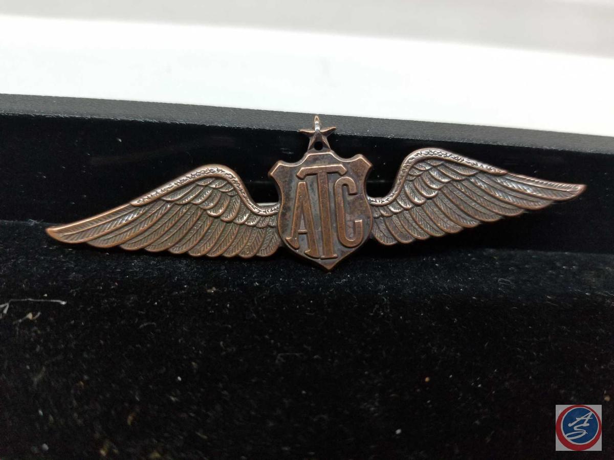 US WWII Civilian Air Transport Command ATC Captain Pilot Wing, One Piece Die Struck Copper