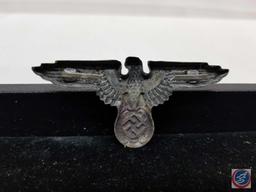 German WWII Waffen SS Officers Visor Cap Eagle Marked RZM M1/14, Stamped Silver Plated Nickel