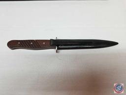 German WWII Army Combat Trench Knife and Scabbard with Steel Blade Marked Bern W. Ald, Rhein Rasier