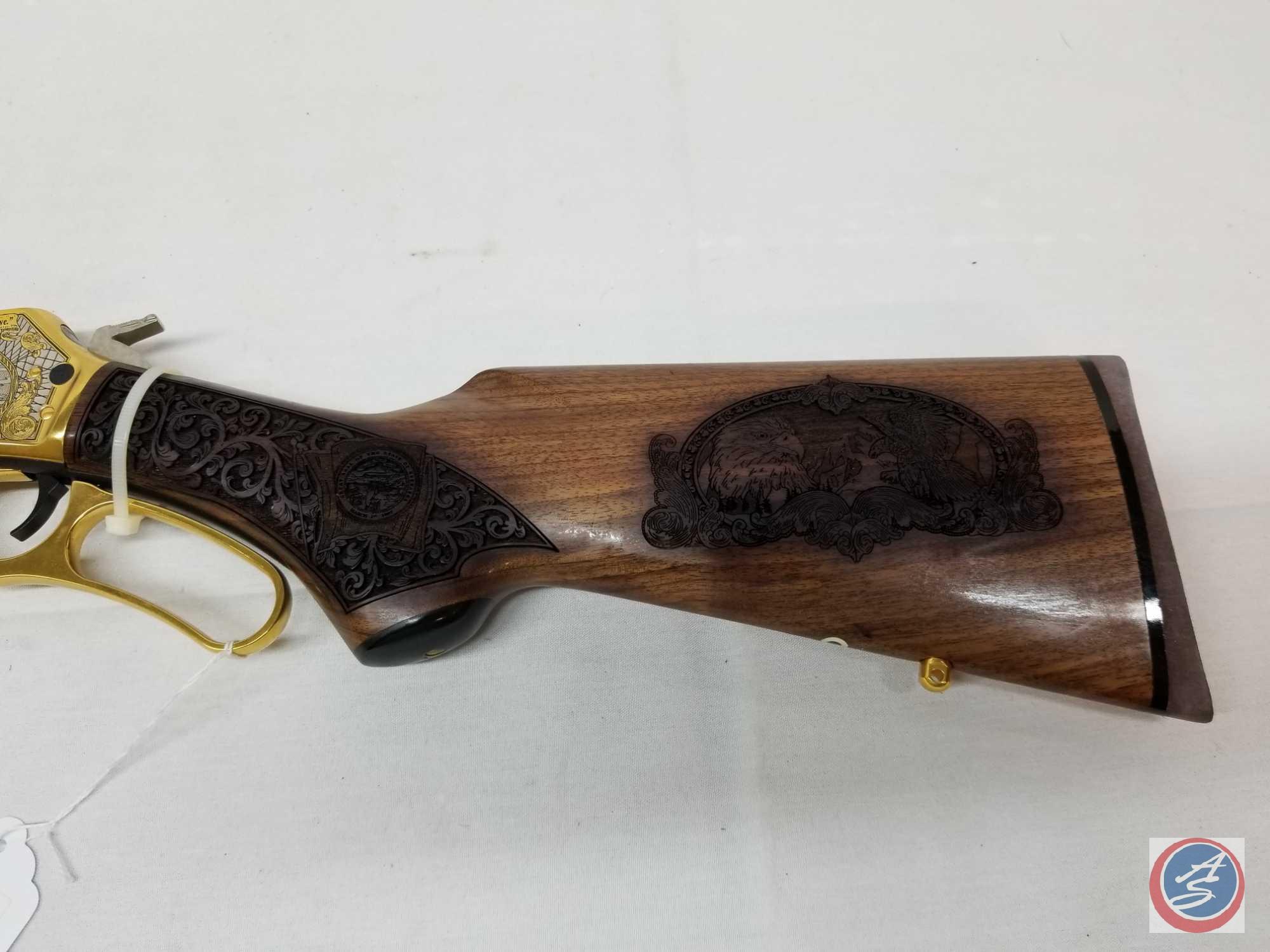 Marlin Model 1895SS 30/30 Rifle Gold Plated Heavily engraged Nebraska Commenorative (4 of 10) lever