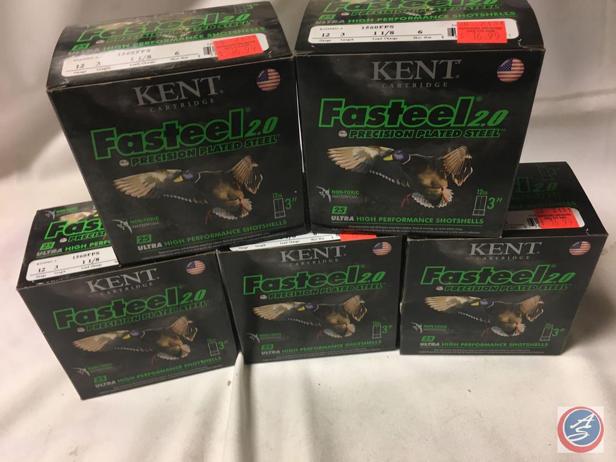 {{5X$BID}} 12 Ga. Kent Cartridge Fasteel 2.0 Precision Plated Steel 3'' Shells (125 Shells)