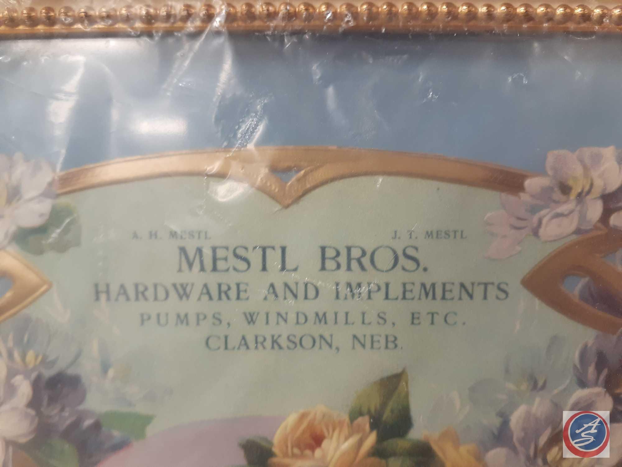 Mestl Bros. Hardware and Implements Framed Calendar From 1906 Measuring 9 3/4'' X 13 3/8'',