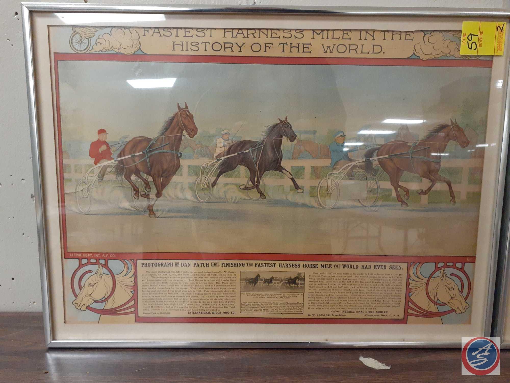 Fastest Harness Mile in the History of the World Framed Poster Measuring 22'' X 16'' and Dan Patch