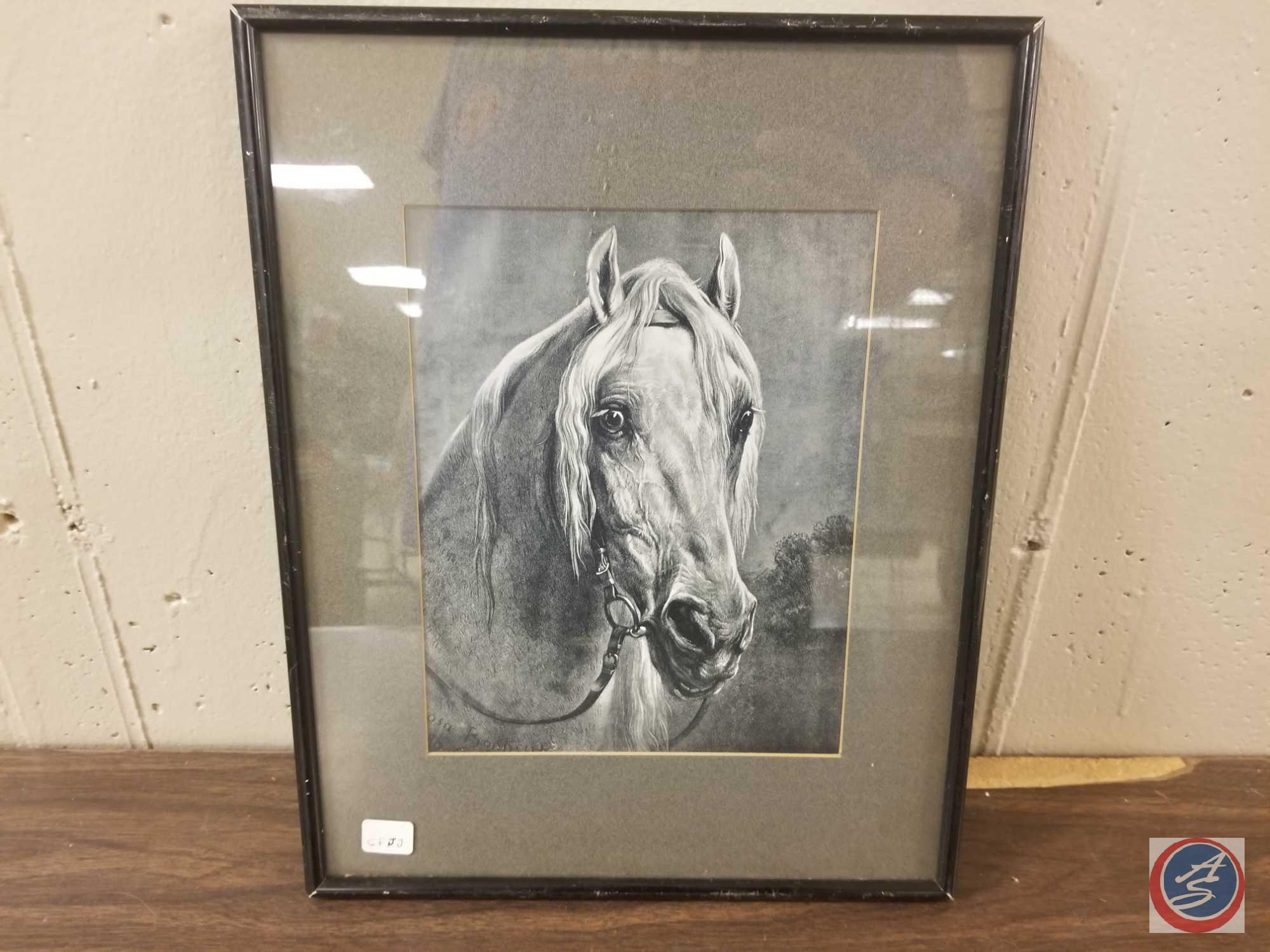Framed Prairie Horses Artwork Measuring 13'' X 16'' and Framed Single Prairie Horse Artwork