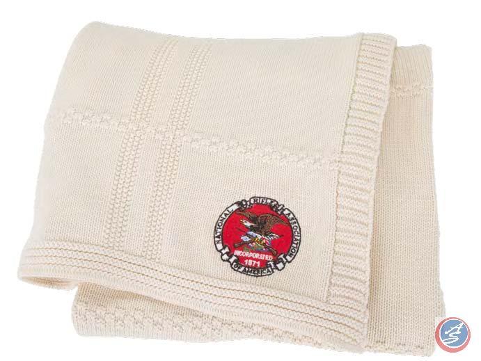 Blanket with NRA Seal Show your support for our right to bear arms with this knit throw featuring