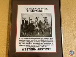 Pecco Pete's Sign Measuring 22'' X 32'' and Wild West Trespasser Framed Sign Measuring 23'' X 27''