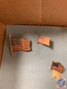 Seven assorted flag pins