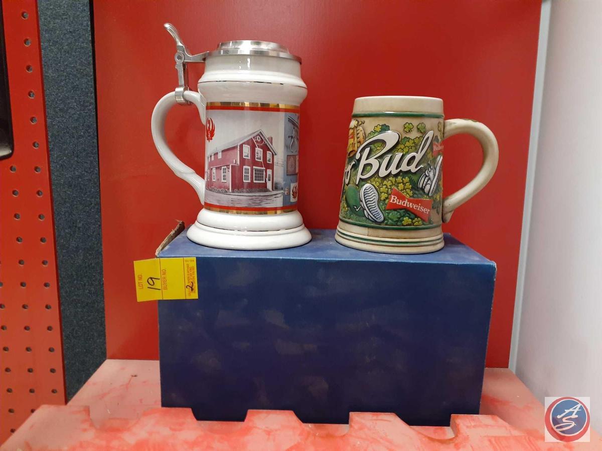 Erin Go Bud Budweiser Stein and Ruger 50 Years Stein for 1949 to 1999 Limited Edition 1849 in