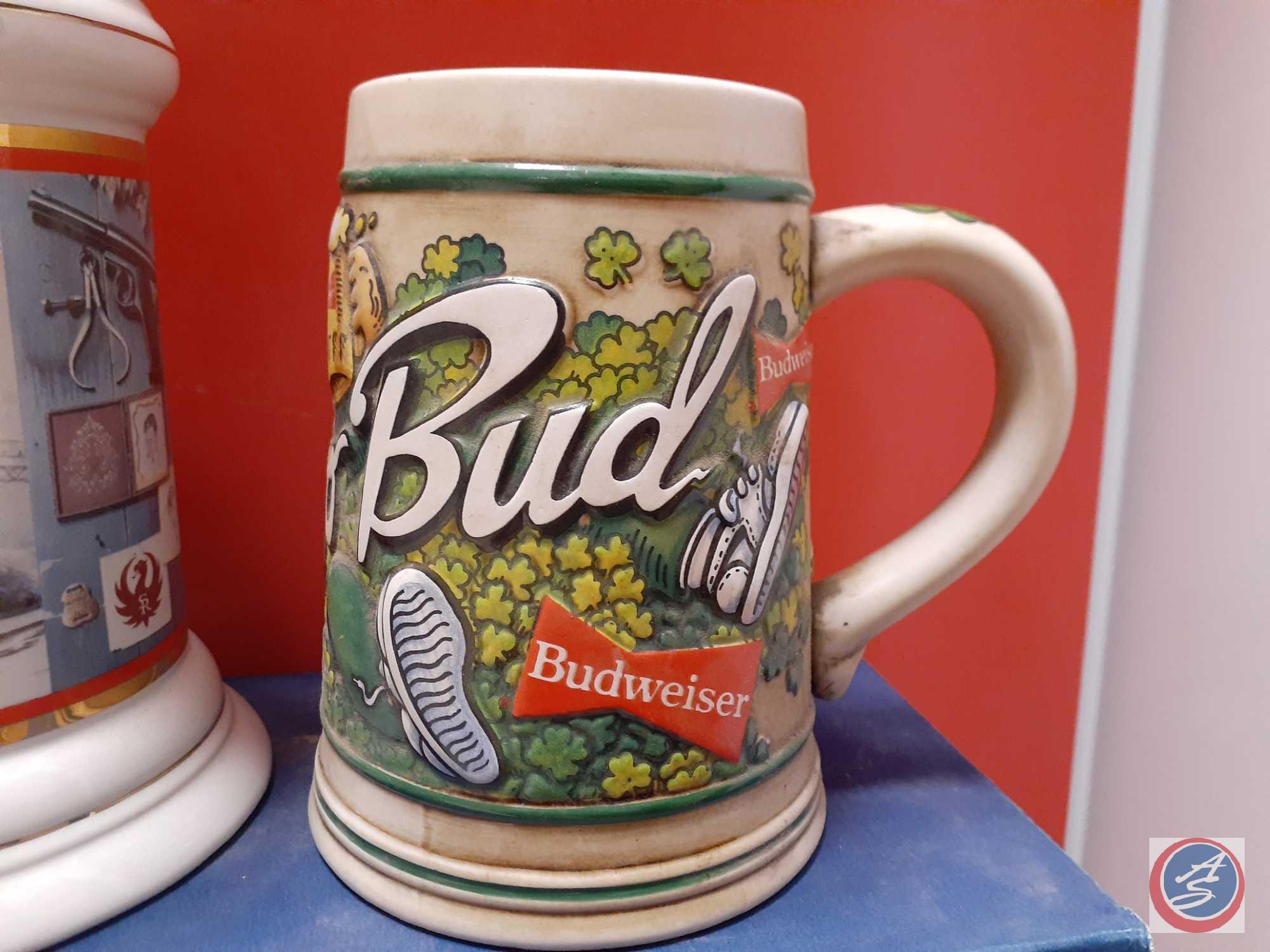 Erin Go Bud Budweiser Stein and Ruger 50 Years Stein for 1949 to 1999 Limited Edition 1849 in