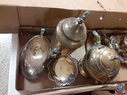 Silver Plated Serving Platters, Silver Plated Serving Dishes and Silver Plated Cream, Sugar Server