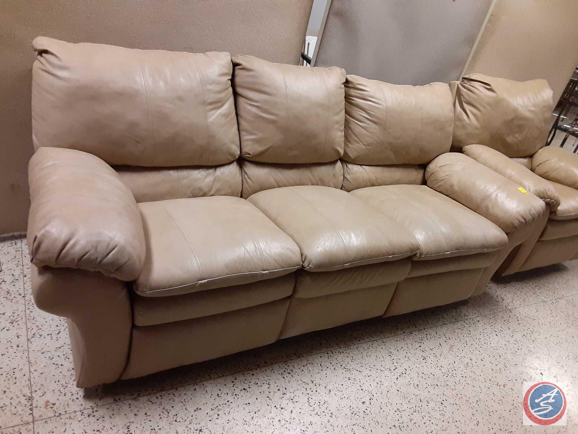 { {2X$BID}} 2-Piece Corsica Reclining Sofa and Chair Leather Looks