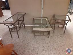 {{3X$BID}} Coffee Table Metal Frame w/Glass Top 50" x 28" x 20" , Bar Table... Metal Frame w/Glass T