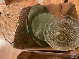 Assorted Style Cake Stands, Large Green Salad Serving Bowl, (2) Medium Size Wire Dessert Stands and