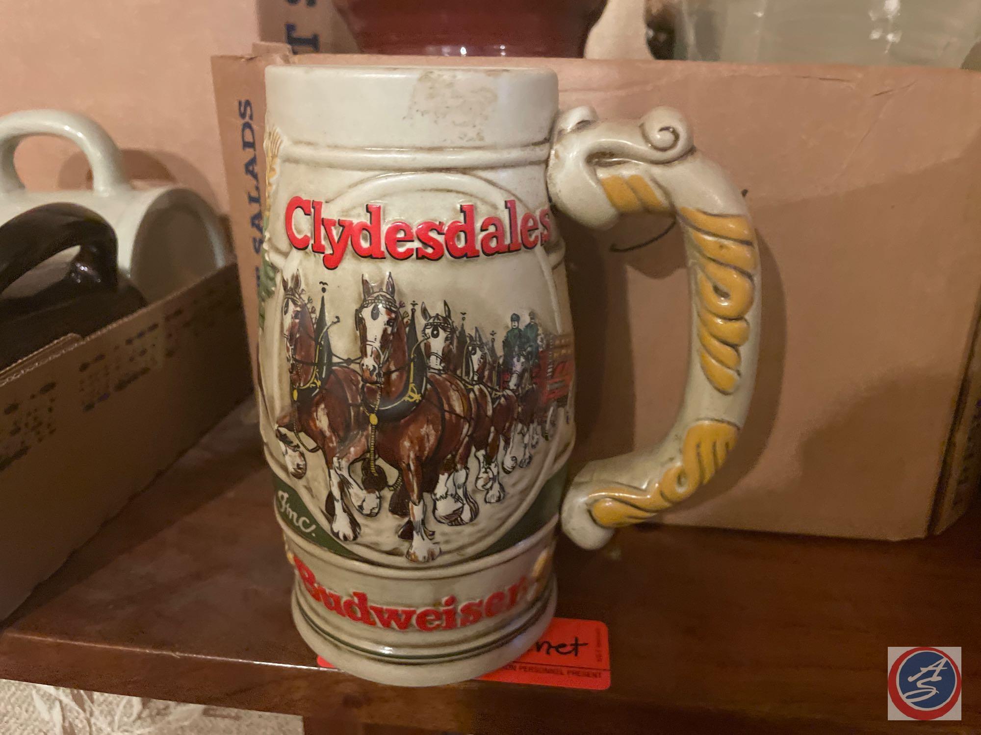 Georgetown University, Clydesdale Budweiser Stein, Crystal Vase Marked Crystal d'Arques France, and