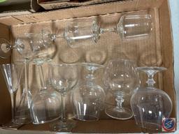 (10) Wine Glasses Also (10) Small Crystal Also (2) Halloween Pumpkin Dish Plus More