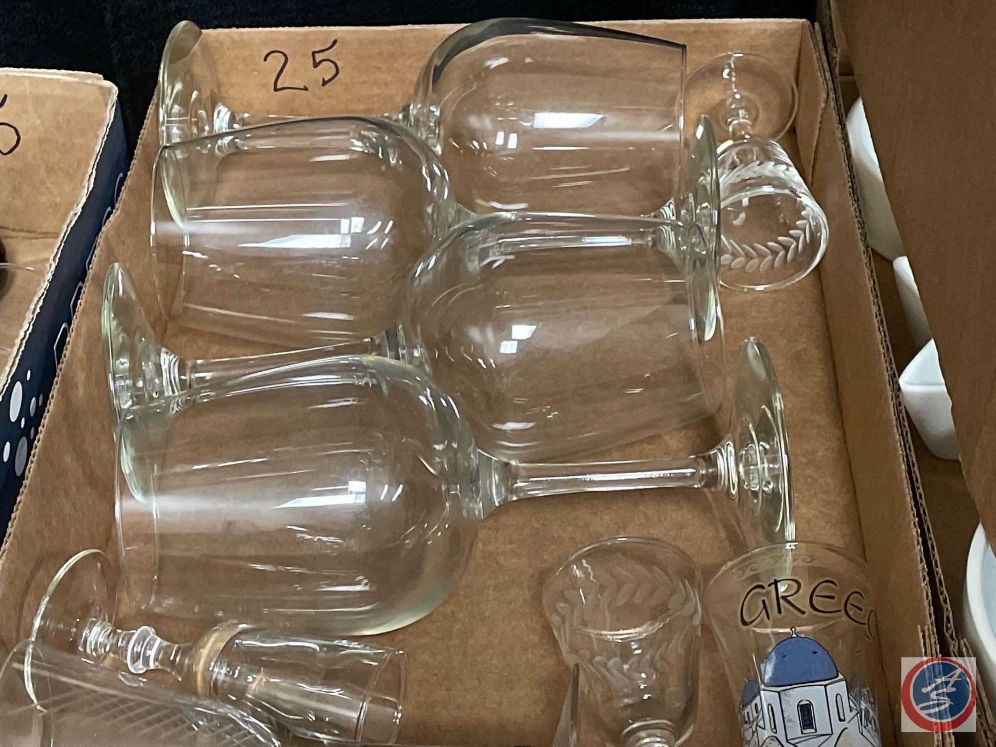Clear Margarita Glasses "6 3/4" Also Stem Shot Glasses, MCM Glasses Cocktail Weighed Also A Cocktail