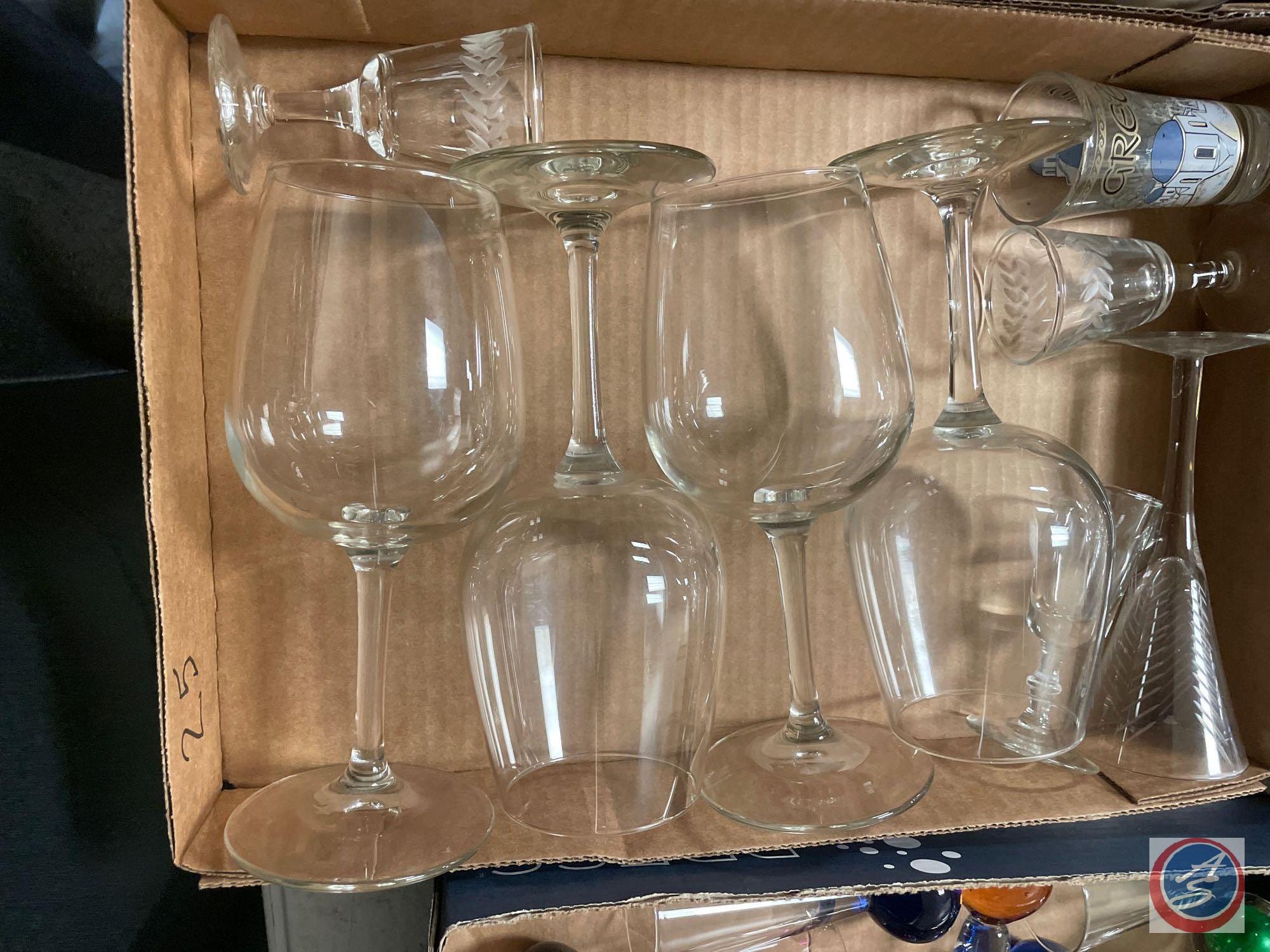 Clear Margarita Glasses "6 3/4" Also Stem Shot Glasses, MCM Glasses Cocktail Weighed Also A Cocktail