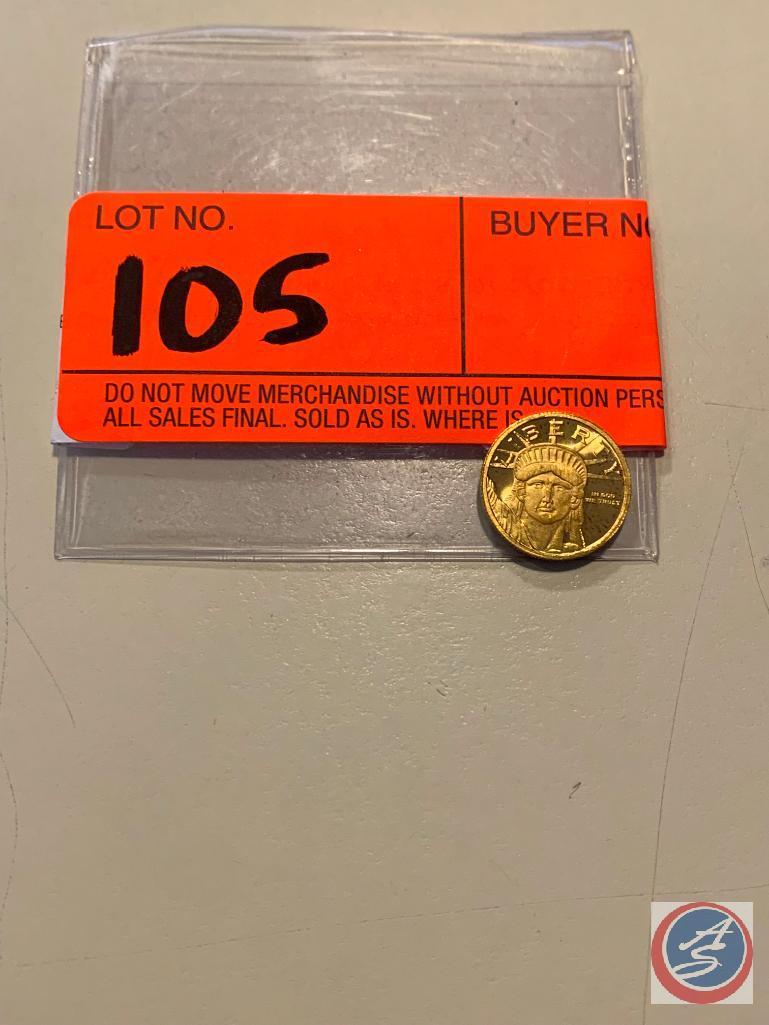 Weighing 1/10oz .999 pure Gold Liberty Round