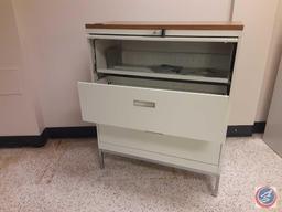 Lateral File Cabinet / Wood Top (w/key)... - (3) Drawer...with a roll-out shelf...- 42" x 18" x 51"