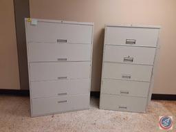 {{2X$BID}} Lateral File Cabinet (no key) - (5) Drawer with 1 roll-out shelf and...4 File Drawers 42"