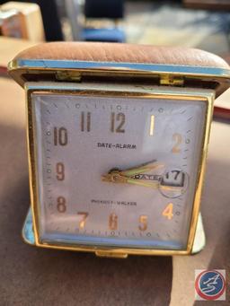 Vintage Travel Alarm Clock and Pocket Binoculars