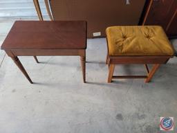 Piano Bench, Brass colored Lamp and a stool with Gold lid