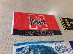 Flags - Huskers Nation, (2) Miller Lite Racing, Crown Royal and XM Nation...