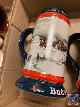 (2 ) bud steins, 1990 an American Tradition, 1992 a perfect Christmas, 1 miller lite stein ...