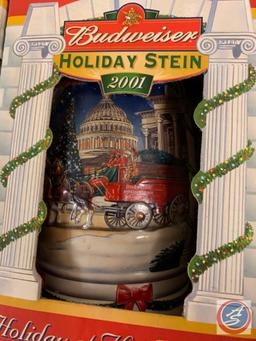 (3) Bud Steins;(2) 2001 Holiday at the Captiol, (1) 25th anniversary stein.