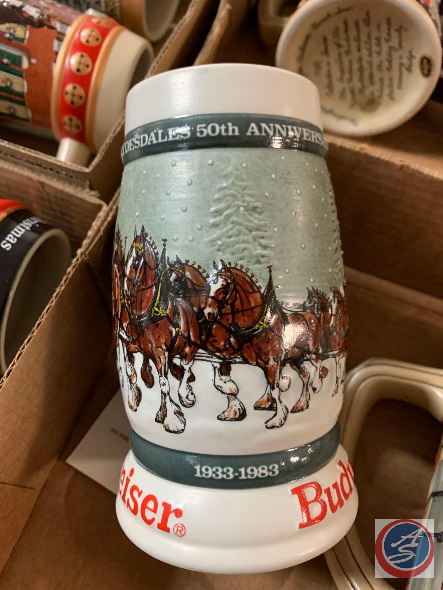 (3) Bud Steins; C series , A series National Historical Landmark Series, Clydesdales 50th