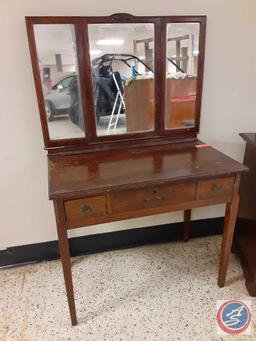 (1) Vintage Dresser w/Mirrors 36" x 19" x 30 1/2", (1) Vintage Drexel Rolling Server Bar Cart