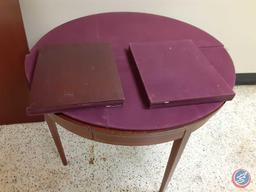 Wood Round Table 42" x 30" w/ 2-Leaves and Felt Cover