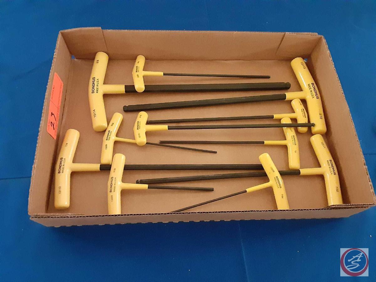 (1) Flat assorted... Bondhus; T-Handle hex ball drivers.