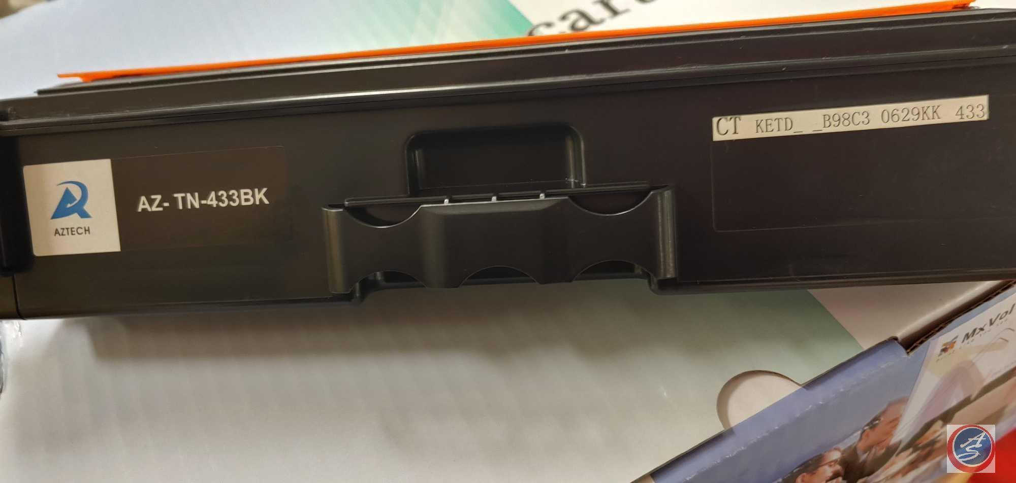 (1) Box of assorted Toner...cartridges, YN433(K),AZ-TN-433BK, OOzmo's Black Ink Laminated Tape, Eboo