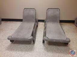 (2) Outdoor Hard Plastic Adjustable Chaise Lounge Chairs 77" L * 29" * W * 14 1/2" H