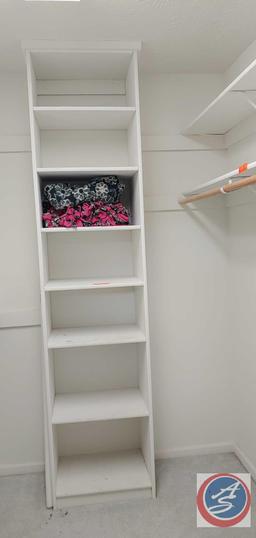 Closet shelves 2 measuring 119 inches long with closet poles, 2 shelves measuring 94" long. (All