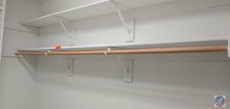 Closet shelves 2 measuring 119 inches long with closet poles, 2 shelves measuring 94" long. (All