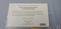 2020 UNITED STATE MINT SILVER PROOF SET... CERTIFICATE OF AUTHENTICITY...