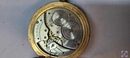 (2) Waltham gold tone pocket watch w/o glass cover, Standard U.S.A gold tone pocket watch w/o glass