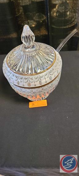 Vintage, Glass Lead Crystal Punch Bowl Set