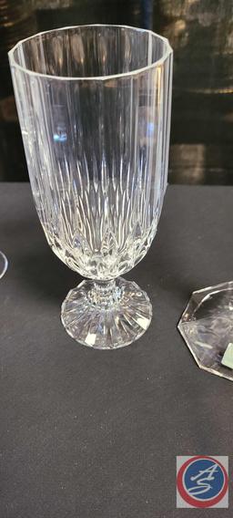 Assorted sizes of... Crystal Mikas...made in Germany wine glasses, One crystal candle holder.