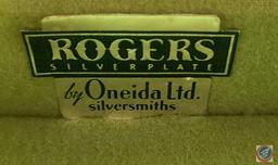 (1) Wood Box full of Rogers Silver plate Silver Pattern Silverware, by Oneida Ltd. Silversmith's...