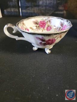 (1) Vintage Roses Lusterware Lattice Lace Footed Tea Cup and Saucer.... (1) Vintage Tea cup and