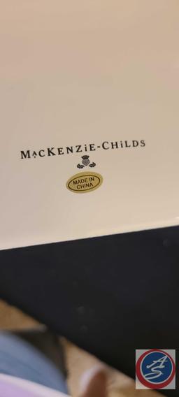 (1) MacKenzie-Child Strainer, (1) MacKenzie-Child Kleenex Box,& Courtly Check Cork Back Placemats &