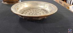 (1) Copper Tray , (2) Antique Copper Colander, (1) Sold Copper Authentic Stoneware Warmer by