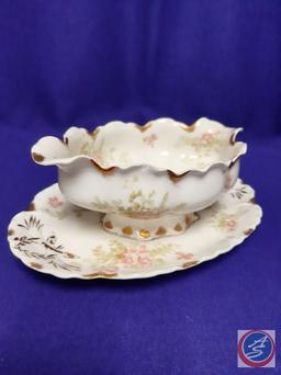 Haviland Limoges dinnerware service for 6, 71 pieces including cream & sugar bowls, gravy boat,