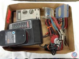 Craftsman 12 V 19.2 V charger and maintainer, MICRONT a digital multimeter, wire pliers