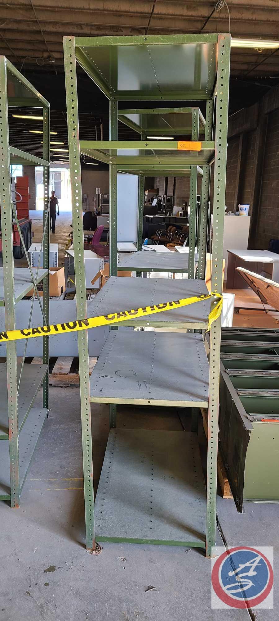 Metal Shelving Unit approx measurements are: 87"HX42"WX24"D